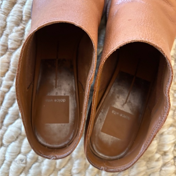 Dolce Vita Tan Leather Mules with Studded Heel - Picture 3 of 4